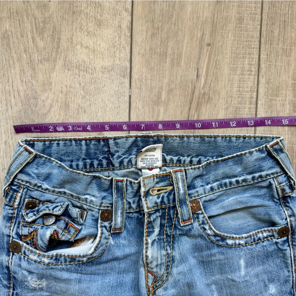Vintage True Religion Rainbow Joey Distressed Horseshoe Pocket Jeans low rise